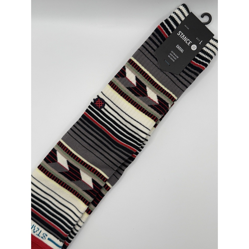 Stance Casual Crew Socks Grey Multi Stripe Mens Large A556D25CHW NWT